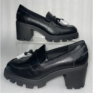 a.n.a ANA Penny Loafers Black Chunky Block Heel A New Approach Women Size 8 NEW